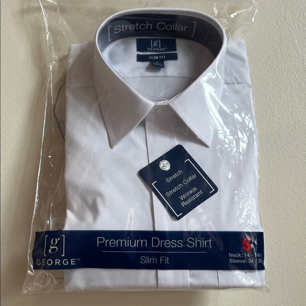 George Men's Classic White Dress Shirt - Slim Fit